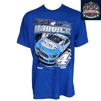 Kevin Harvick T-Shirt XL - Comfortable 100% Cotton, Vibrant Busch Light Graphics, Stewart-Haas Racing - USASTARFASHION