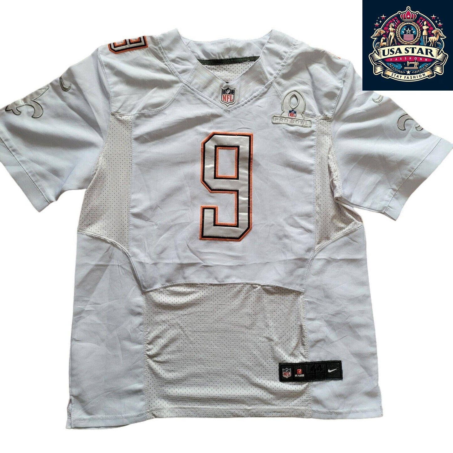 New Orleans Saints Jersey Drew Brees #9 Nike NFL Pro Bowl - Comfortable, Durable, Men's Large - USASTARFASHION