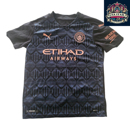 Puma Manchester City Youth Jersey Medium Black-Dark Denim, DryCELL Fabric, New With Tags - USASTARFASHION