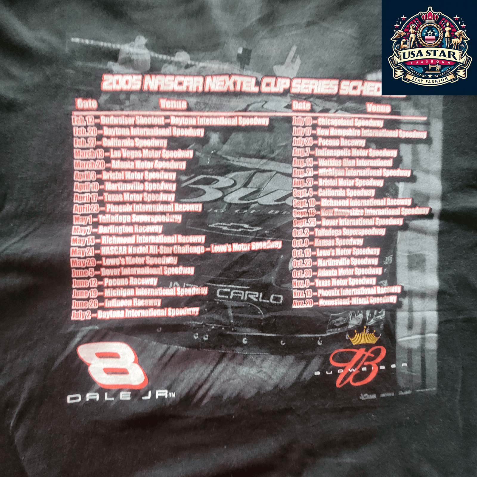 2005 Dale Earnhardt Jr. #8 Budweiser T-Shirt - NASCAR Nextel Cup Series - Size Large - Comfortable Fit USASTARFASHION