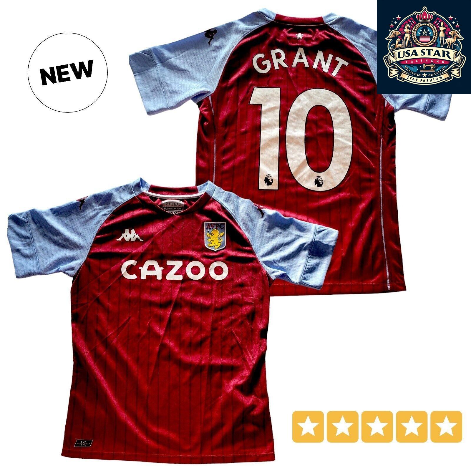 Kappa Aston Villa Jersey Youth Size 12 Years Maroon & Light Blue with Custom Grant 10 - USASTARFASHION