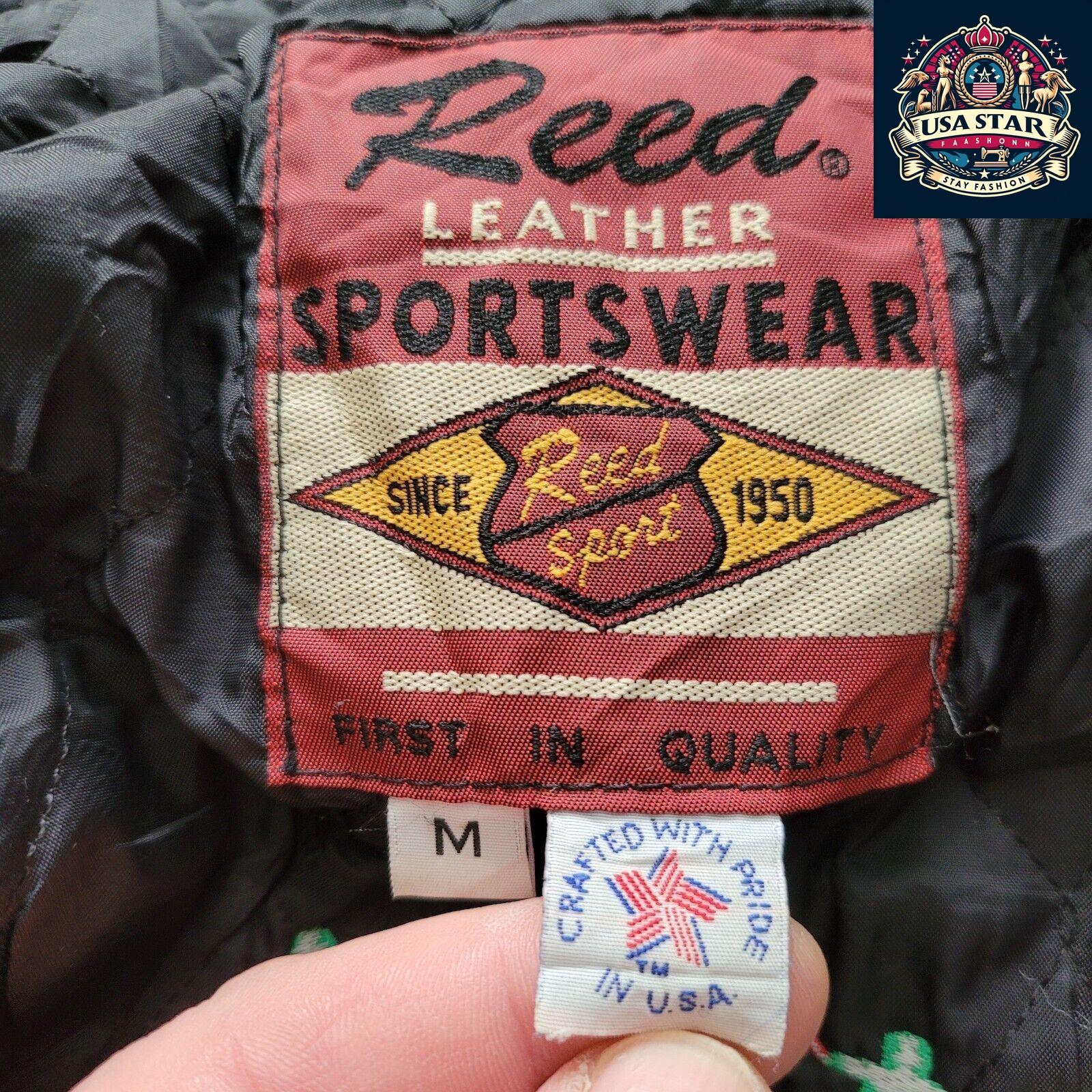 REED Varsity Leather Wool Jacket Made in USA, Size M, Quilted Lining, Classic Design - USASTARFASHION