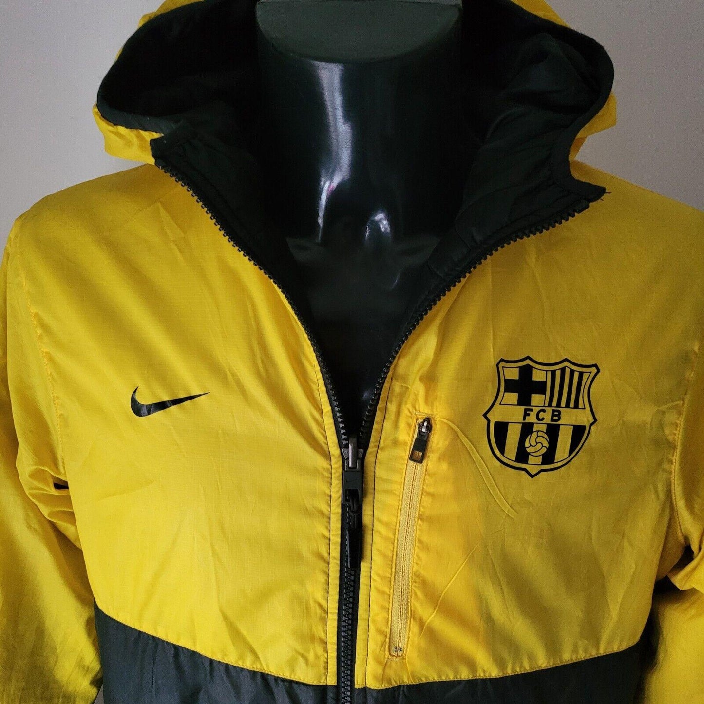 NIKE FCB FC Barcelona Jacket - Size M - Reversible - Black/Yellow - Rare-USASTARFASHION