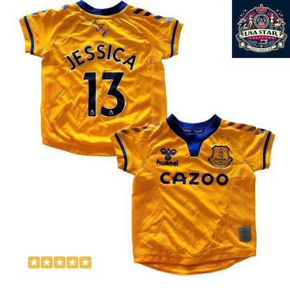 Everton FC Baby Shirt Personalized "Jessica 13" - Size 0-6 Months, Hummel, Embroidered Badge - USASTARFASHION