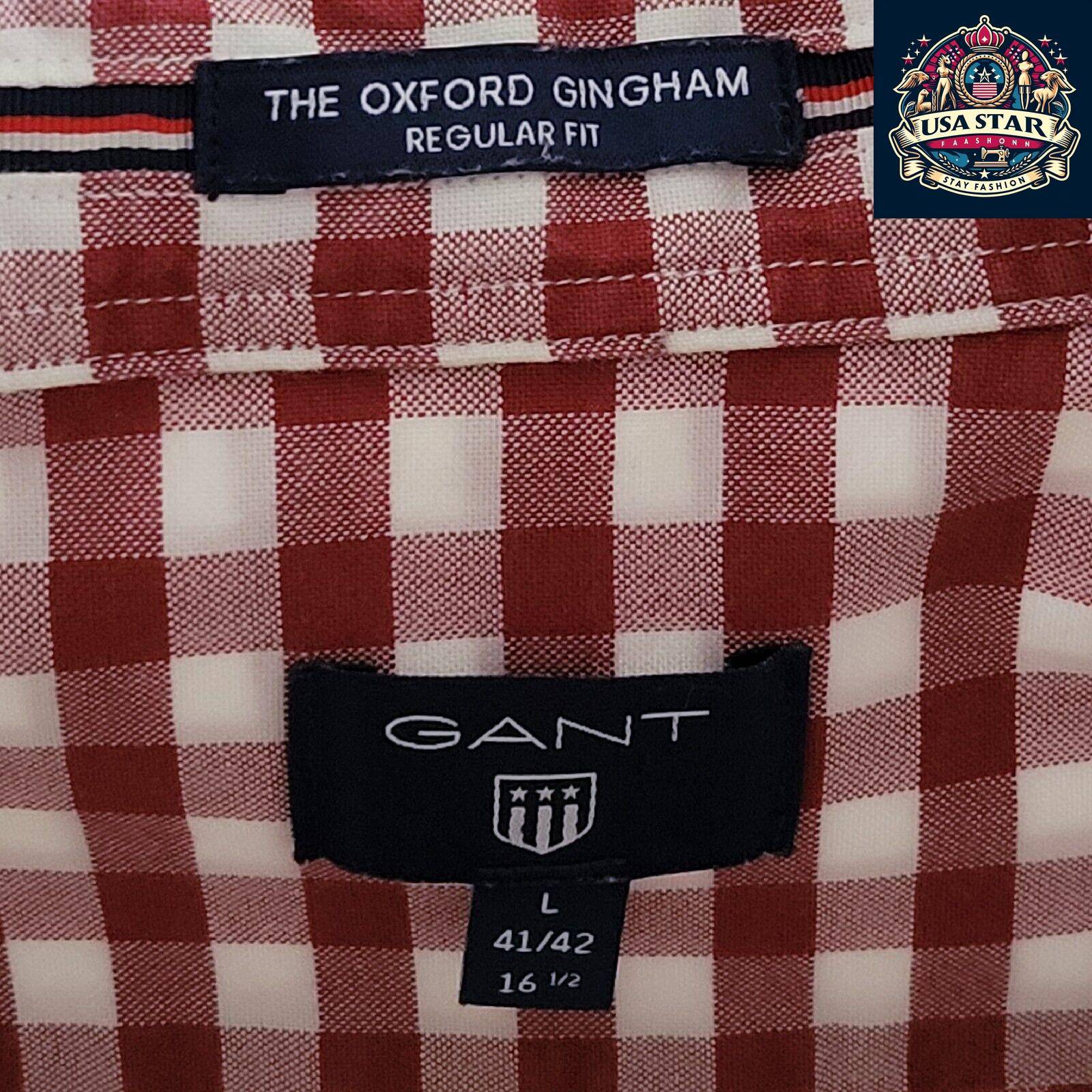 Gant Oxford Gingham Shirt Regular Fit SzL 41/42 - Breathable Fabric, Classic Style, Vintage Condition - USASTARFASHION