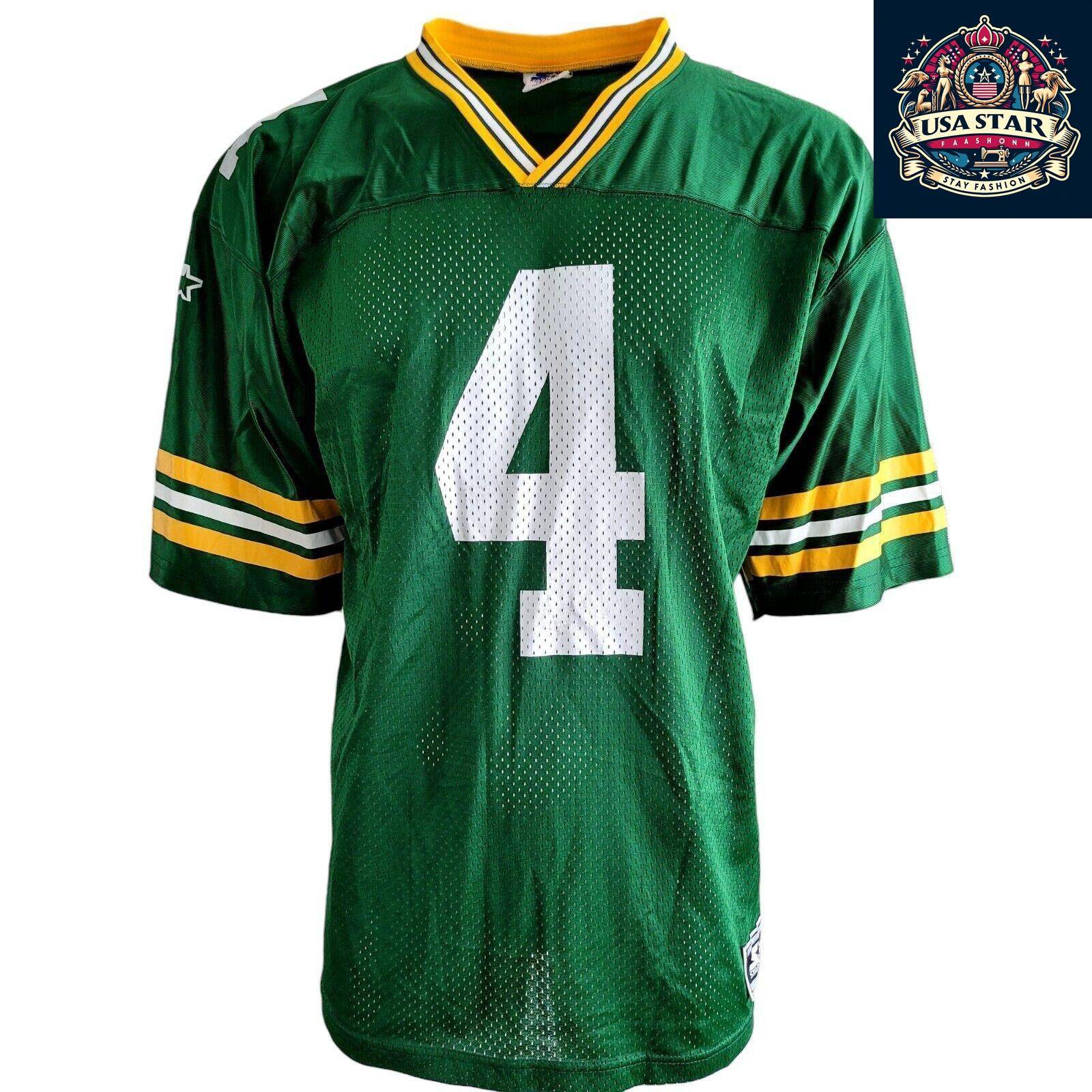 Brett Favre Jersey #4 Green Bay Packers - Size XL, 100% Polyester, Authentic NFL Gear - USASTARFASHION