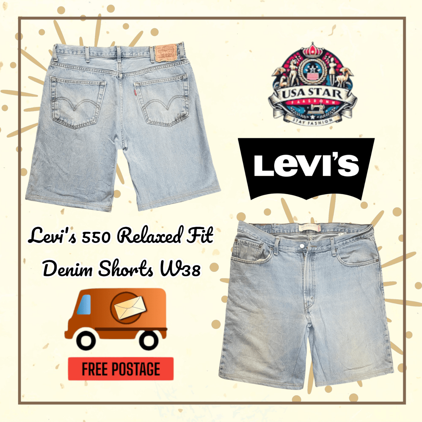 Levi's 550 Relaxed Fit Denim Shorts W38