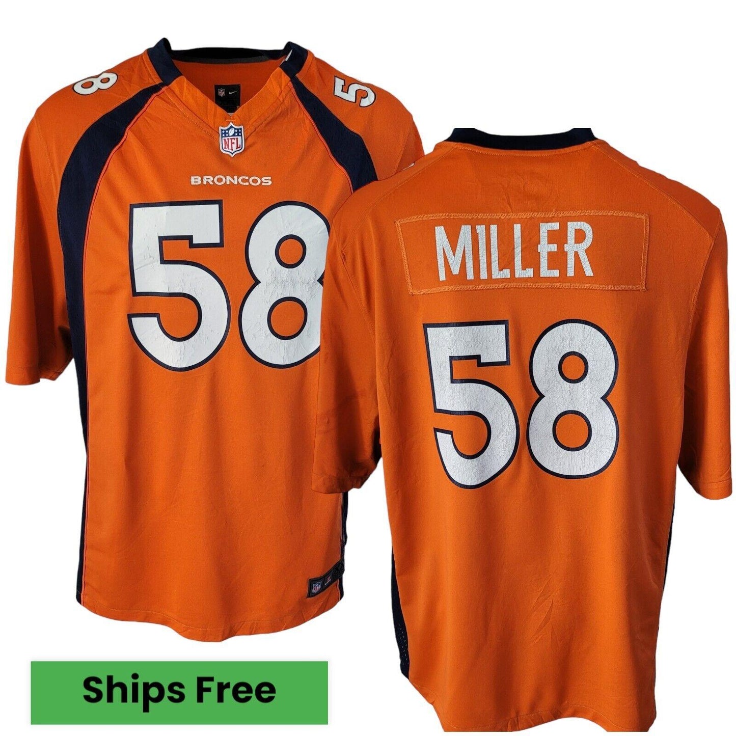 NFL Denver Broncos Von Miller #58 Jersey - Size XXL Adult Fan Officially Licensed-USASTARFASHION