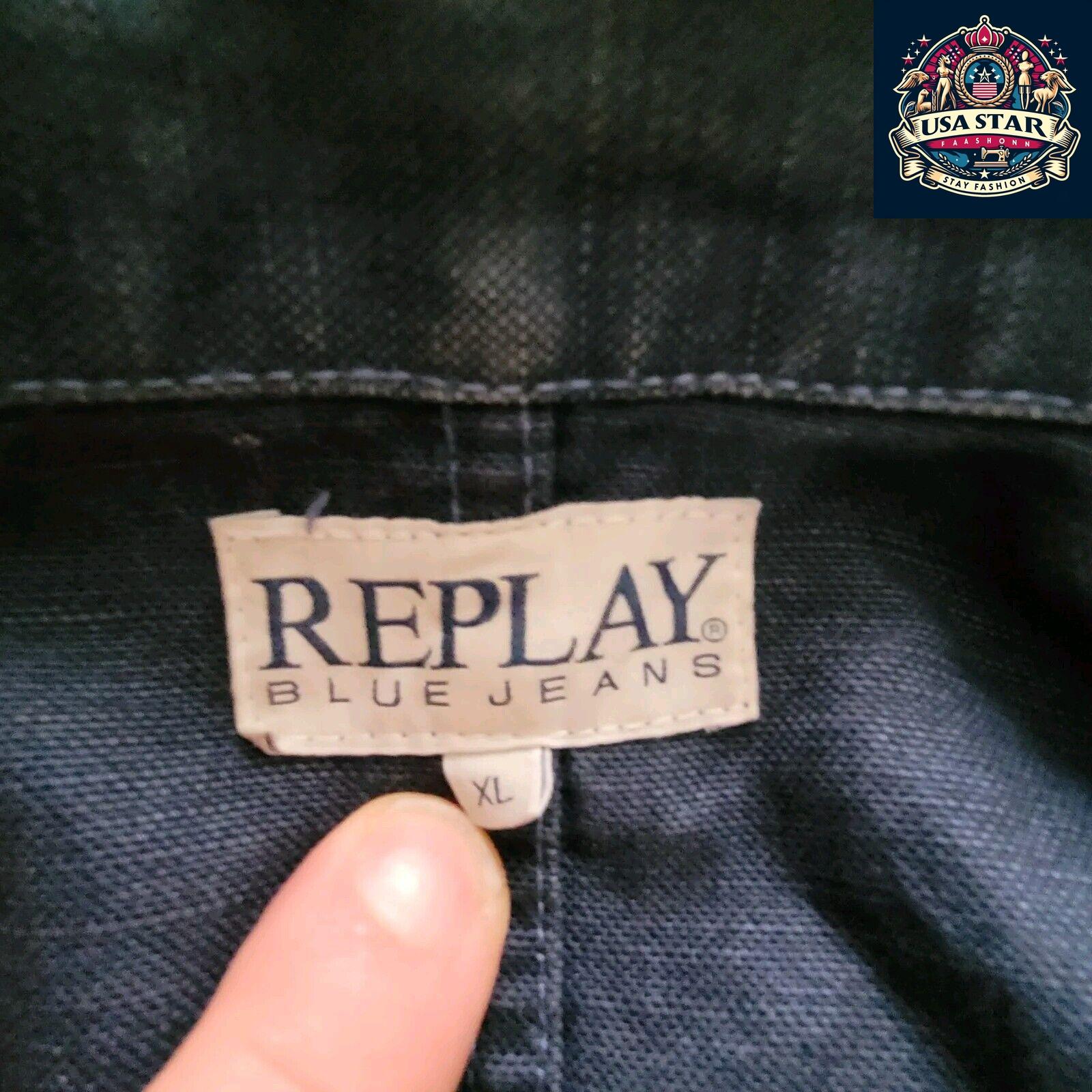 Replay Denim Jacket For Men, XL Size, Classic Durable 100% Cotton, Vintage Appeal - USASTARFASHION