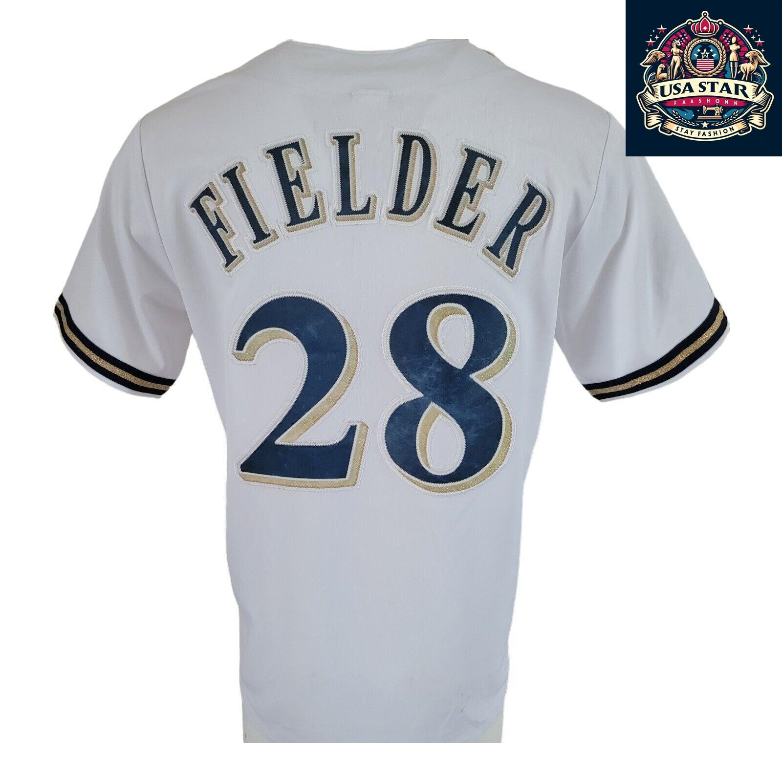 Vintage Majestic Milwaukee Brewers Jersey #28 Fielder Sz M - Authentic Collectible Sports Apparel - USASTARFASHION