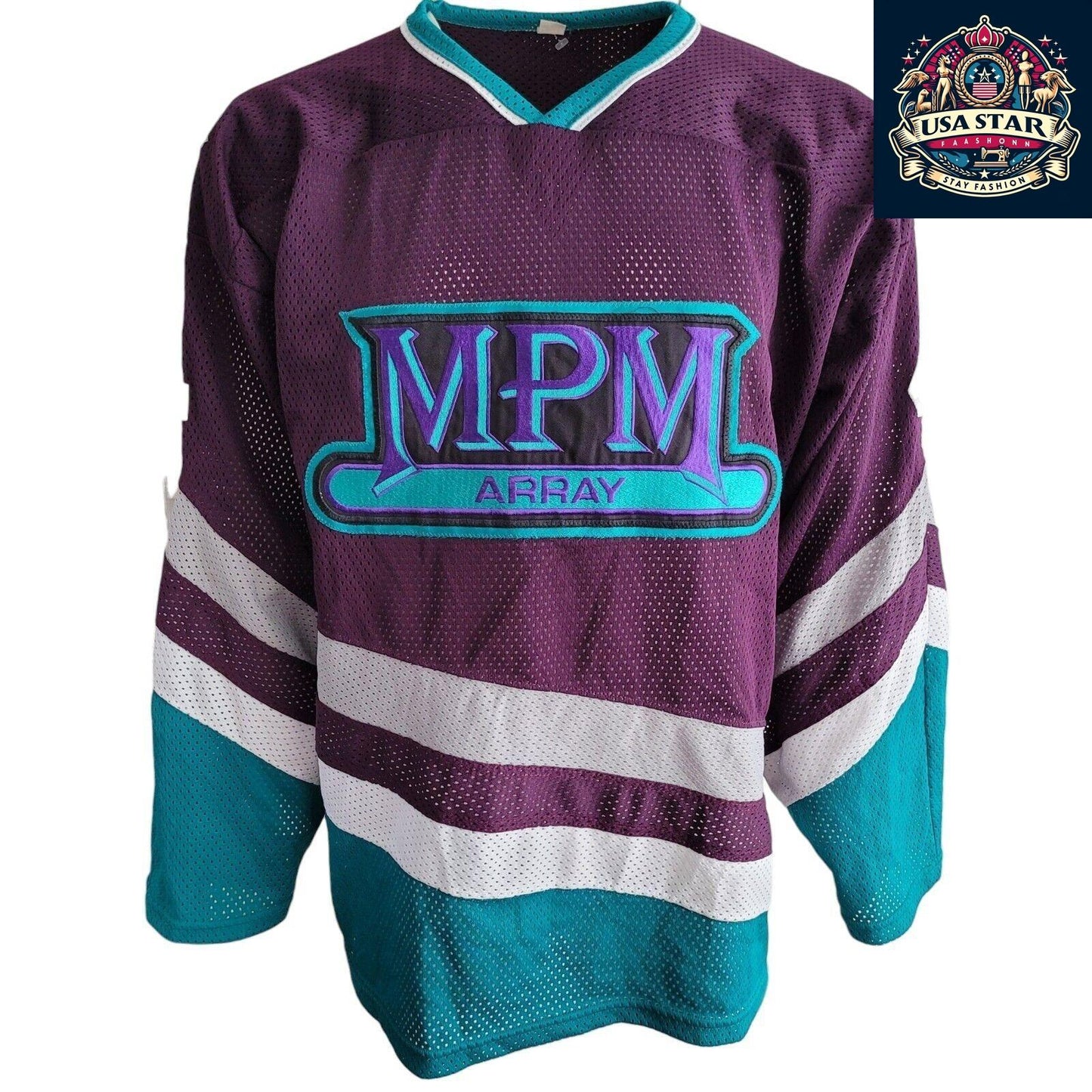 Vintage MPM Array #4 Hockey Jersey Purple Teal - 10th Anniversary Edition -... - USASTARFASHION