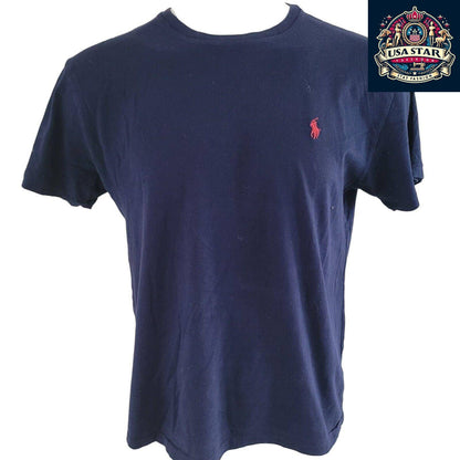 Polo Ralph Lauren Crew Neck T-Shirt M in Classic Navy Blue, Soft Cotton, Iconic Logo, Regular Fit - USASTARFASHION