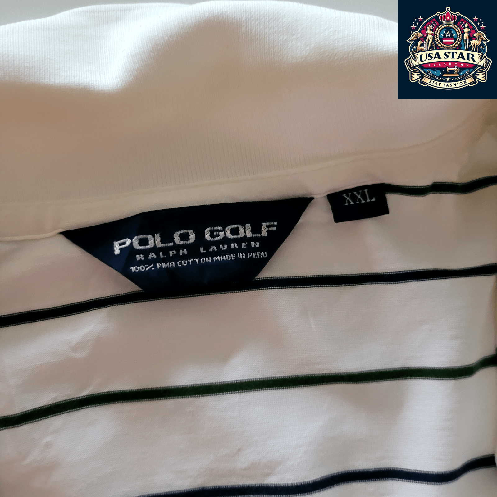 Ralph Lauren Golf Polo Shirt XXL 100% Cotton Striped Design for Style and Comfort - USASTARFASHION