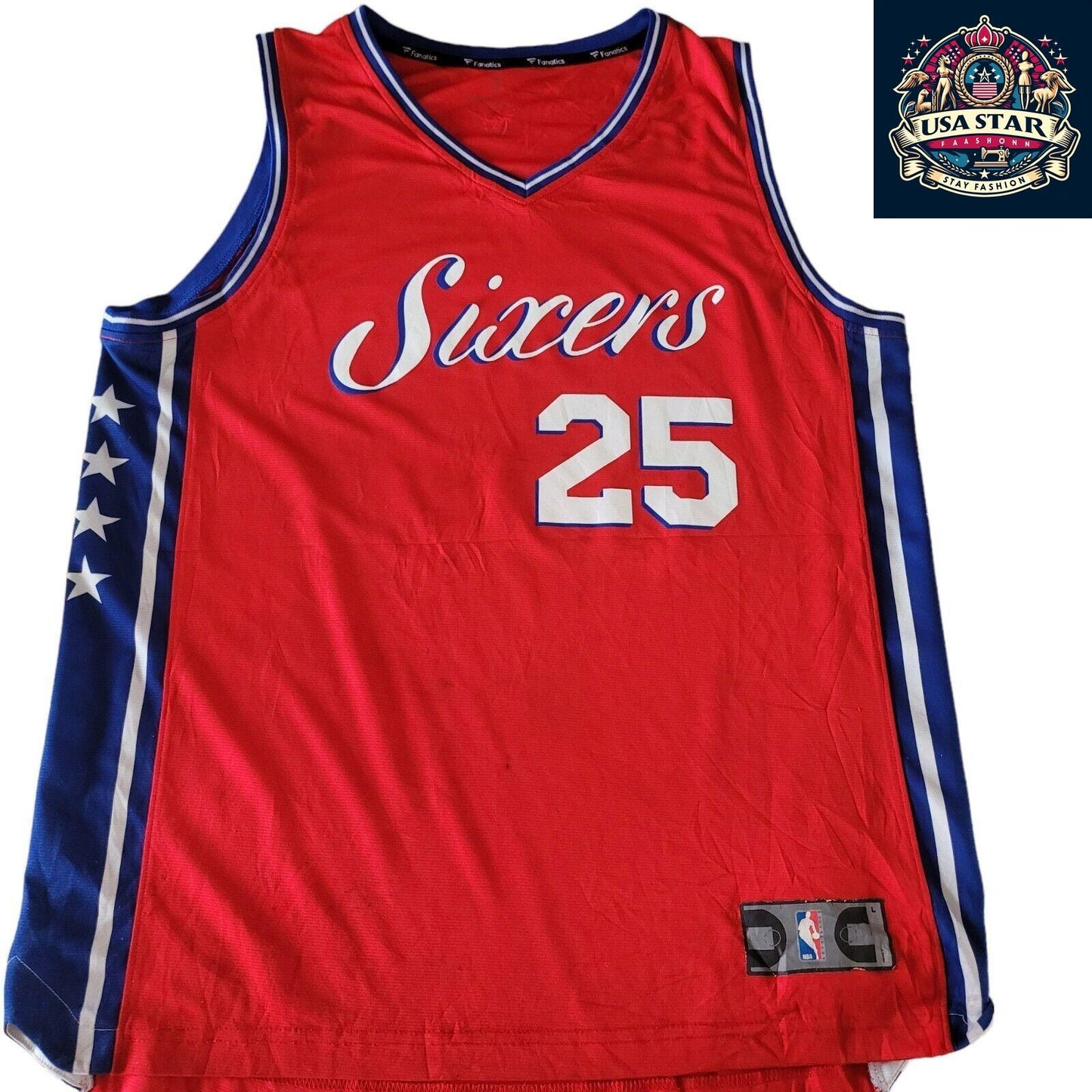 Philadelphia Sixers Ben Simmons #25 Fanatics NBA Basketball Jersey Size L - Authentic Team Wear - USASTARFASHION