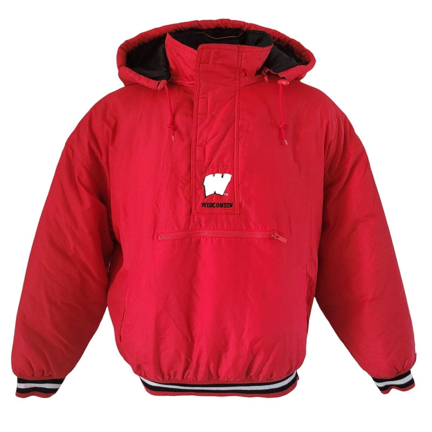 Wisconsin Badgers NHL Puffa Jacket - Red Vintage Starter - Size L - 27" Chest, 28" Length-USASTARFASHION