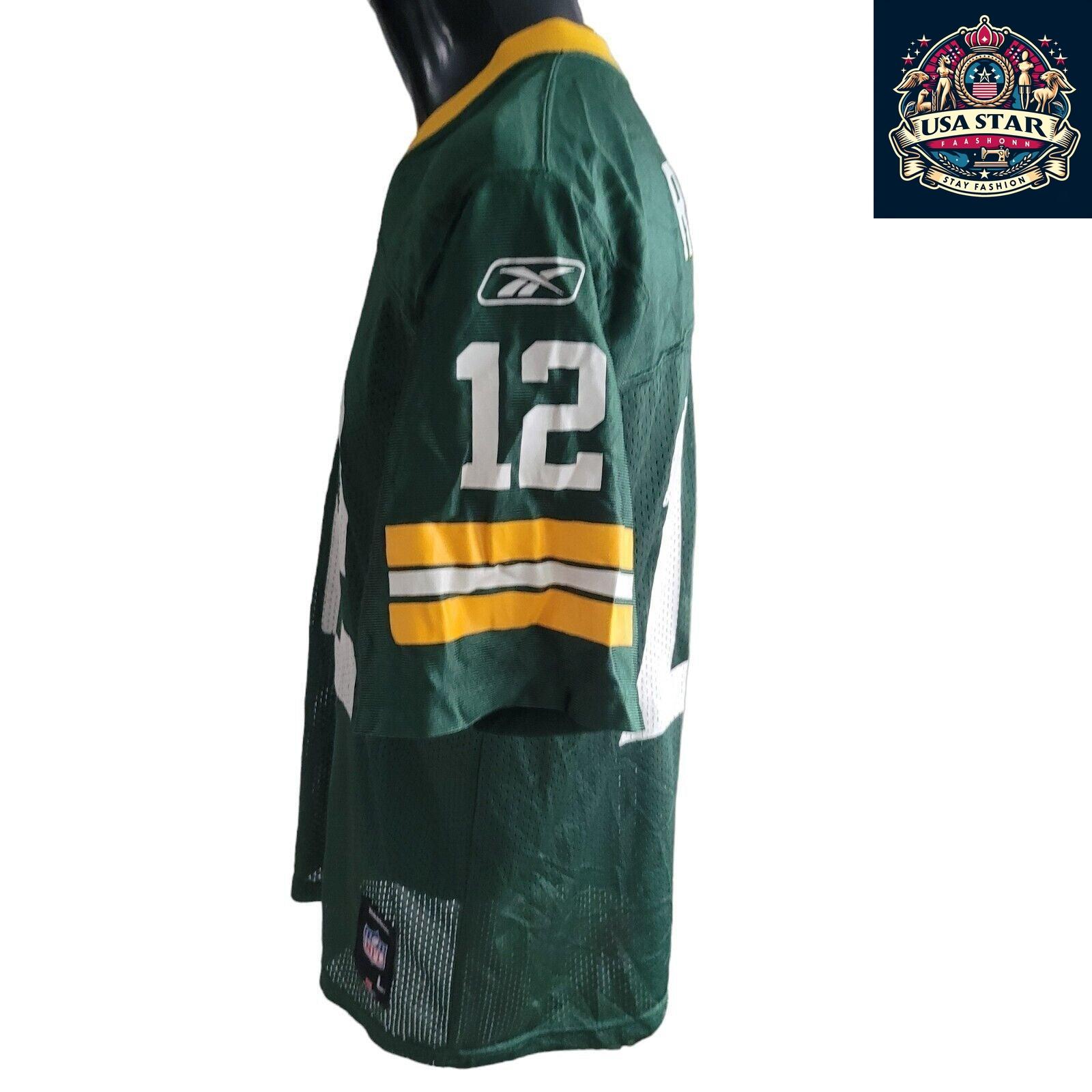 Green Bay Packers Reebok NFL Jersey - Youth L with Rodgers #12 Iconic Design & Comfortable Fit - USASTARFASHION