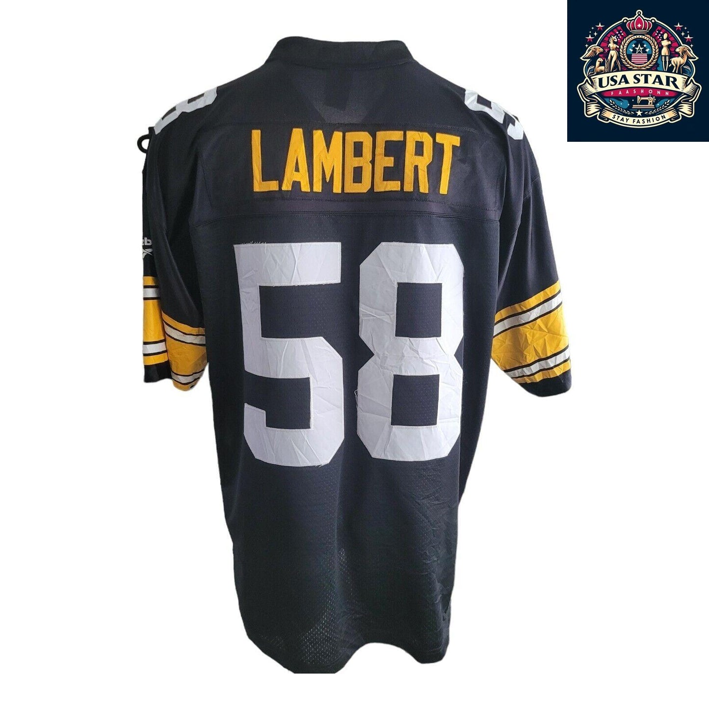 Jack Lambert Pittsburgh Steelers Jersey XL - Classic Black & Gold Premier Throwback Reebok - USASTARFASHION