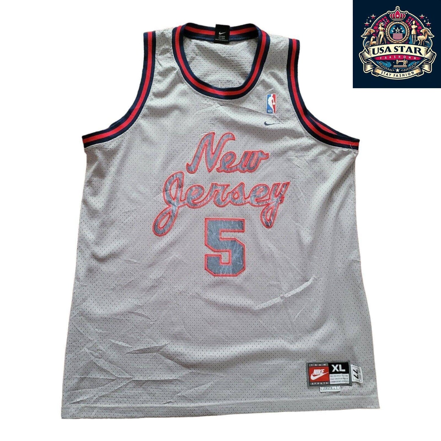 Official Nike Vintage Basketball Jersey #5 Jason Kidd New Jersey Nets Swingman XL - Retro Style - USASTARFASHION