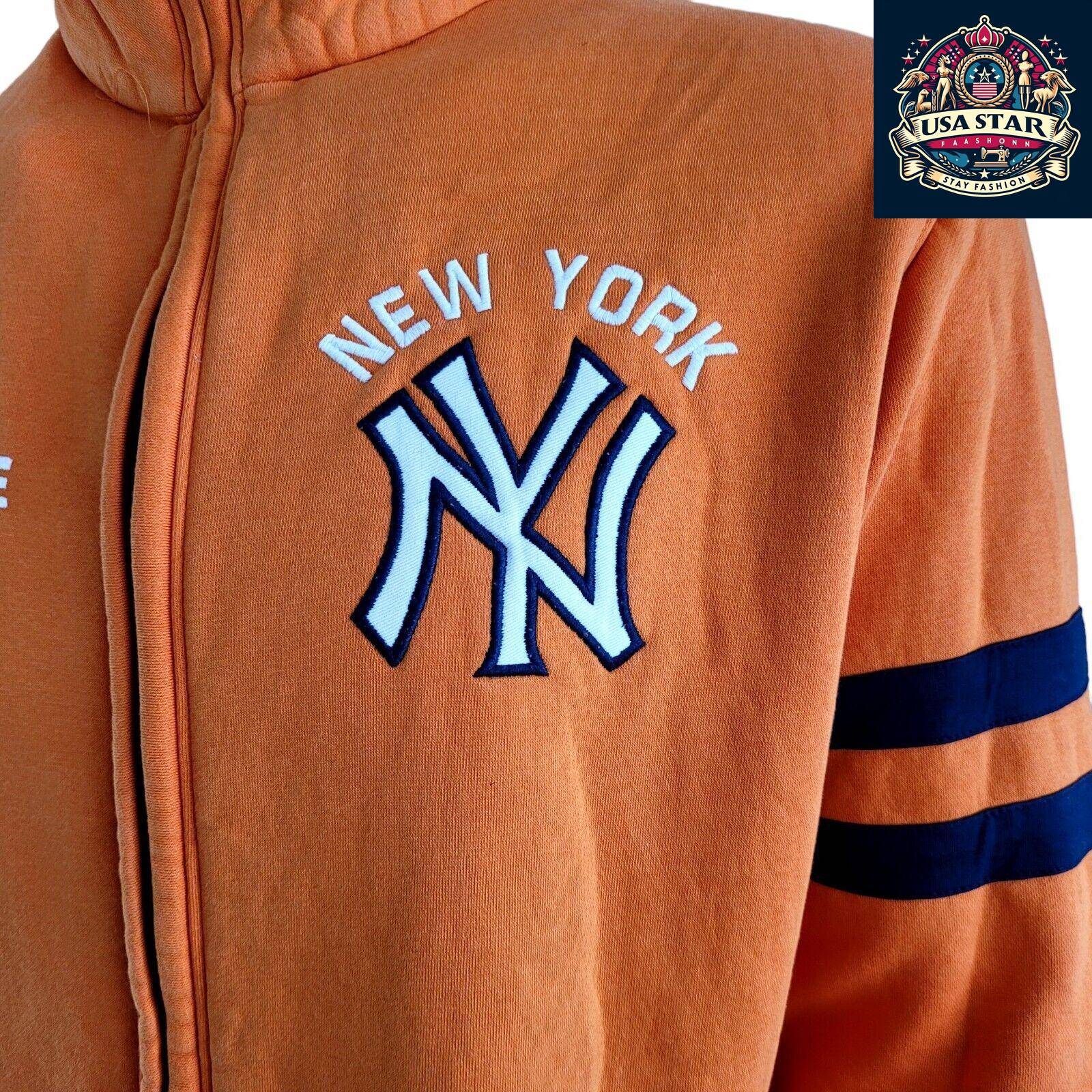 Nike Yankees Hoodie Sweatshirt XXL - Vibrant Orange, Iconic Logo, Good Condition, Comfort Wear - USASTARFASHION