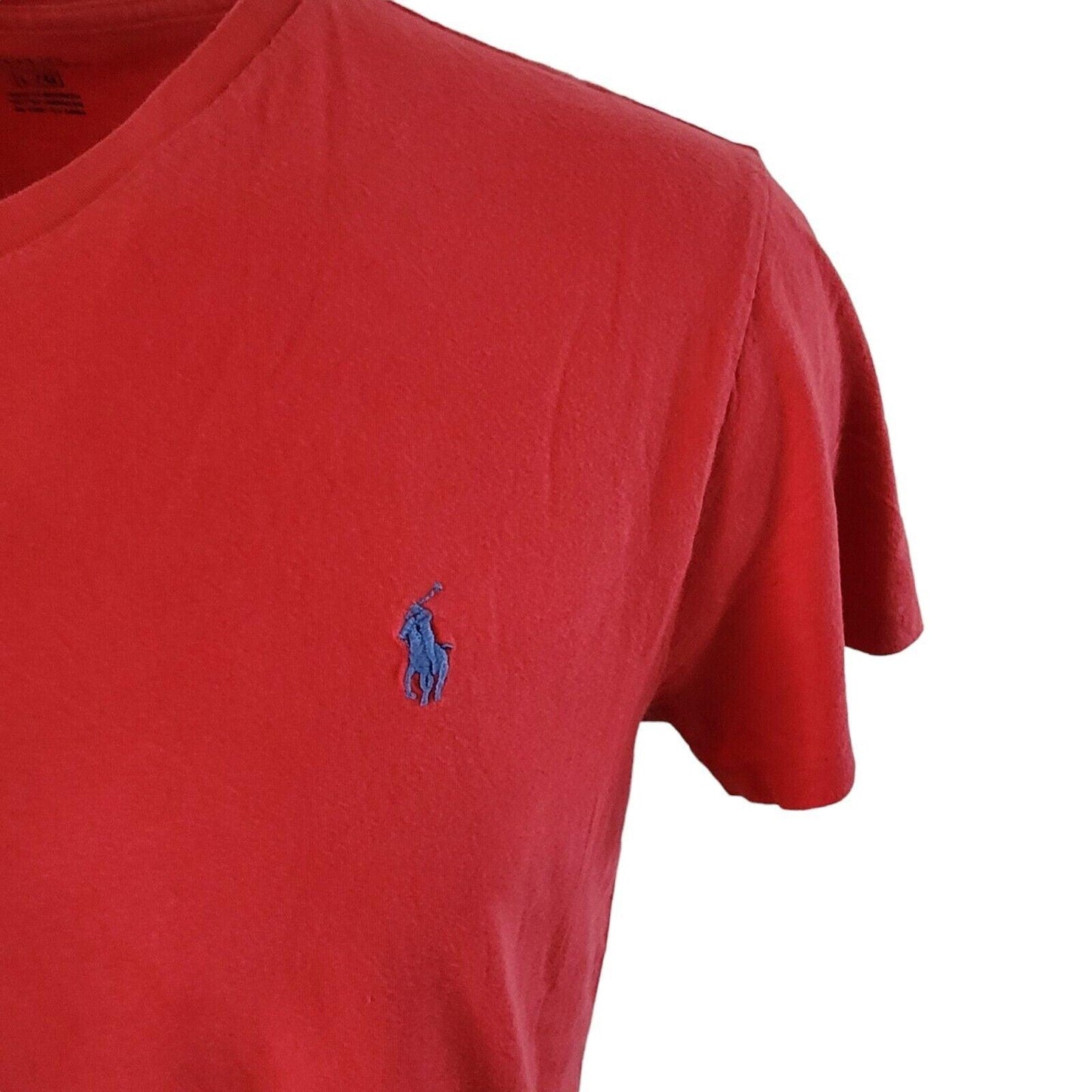 Polo Ralph Lauren Red Cotton V-Neck T-Shirt Large, Grade A Vintage-USASTARFASHION