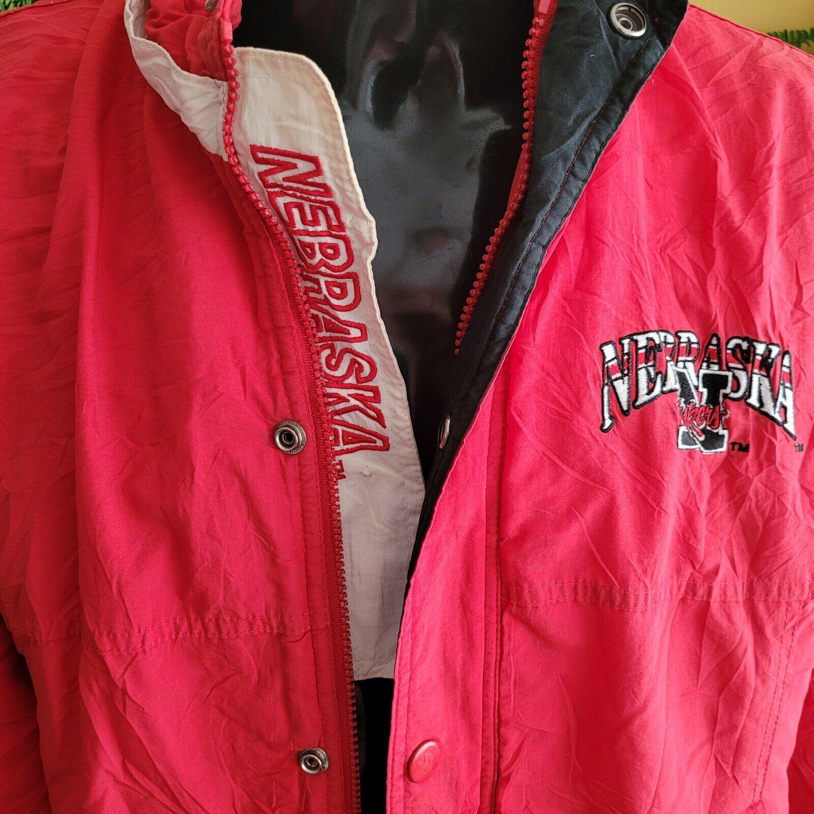 Vintage Red Nebraska Cornhuskers Puffer Coat XL | Zip & Snap Closure-USASTARFASHION