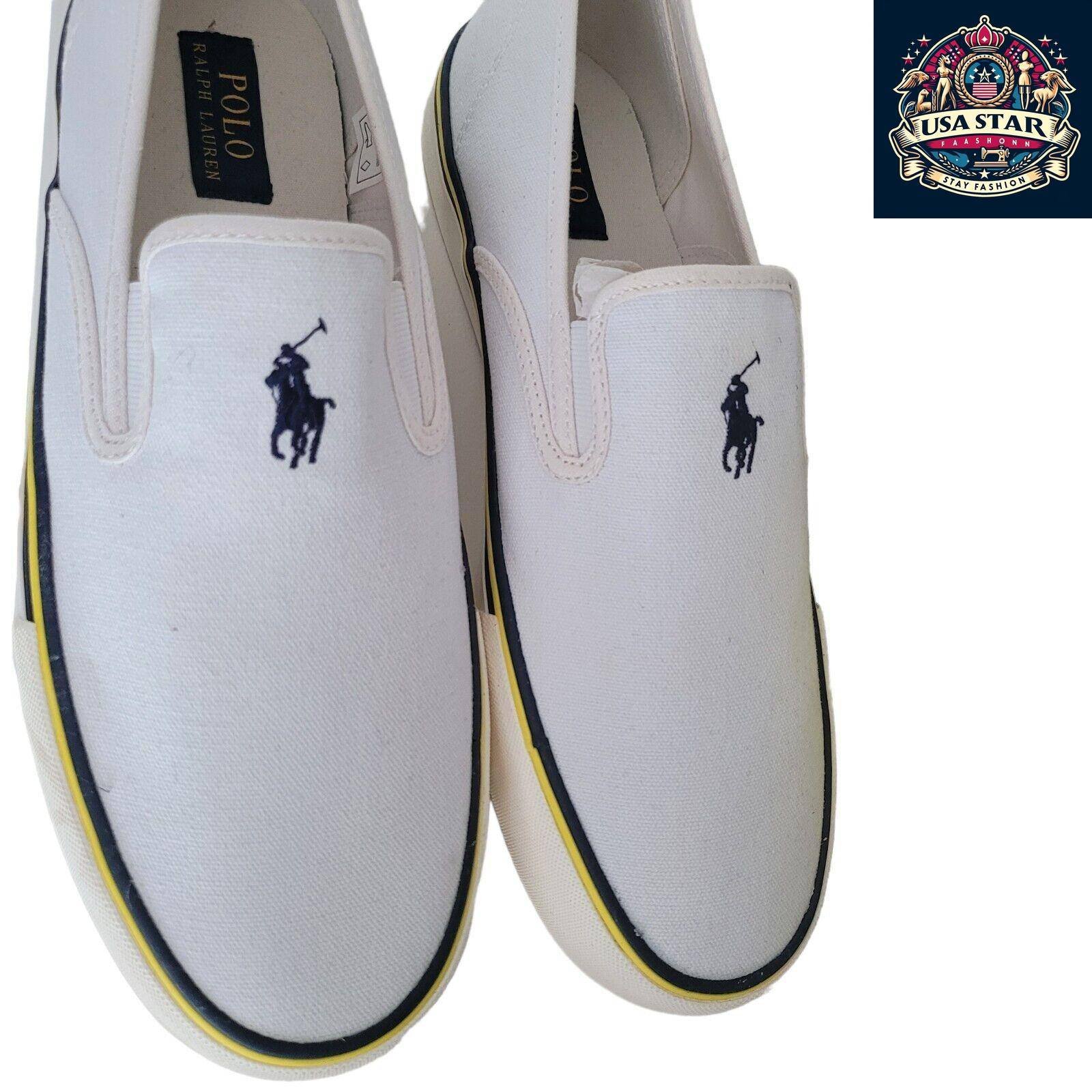 Ralph Lauren Men's Pumps Size 10 UK - Stylish White Sneakers with Comfortable Fit and Versatile Design USASTARFASHION