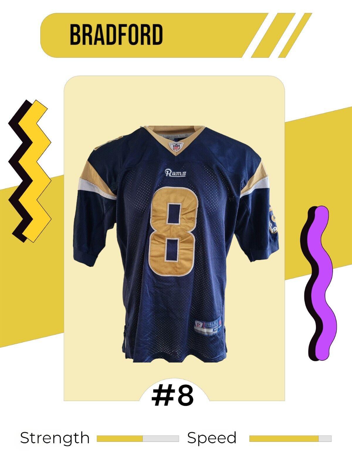 NFL St. Louis Rams #8 Bradford Jersey - Home Reebok Sz 48-USASTARFASHION