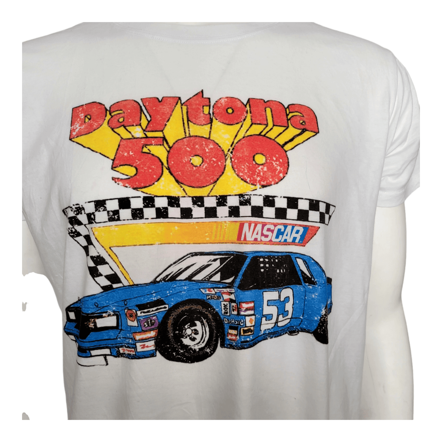 Vintage Daytona 500 NASCAR Racing T-Shirt, No. 53 Car Graphic, Size L