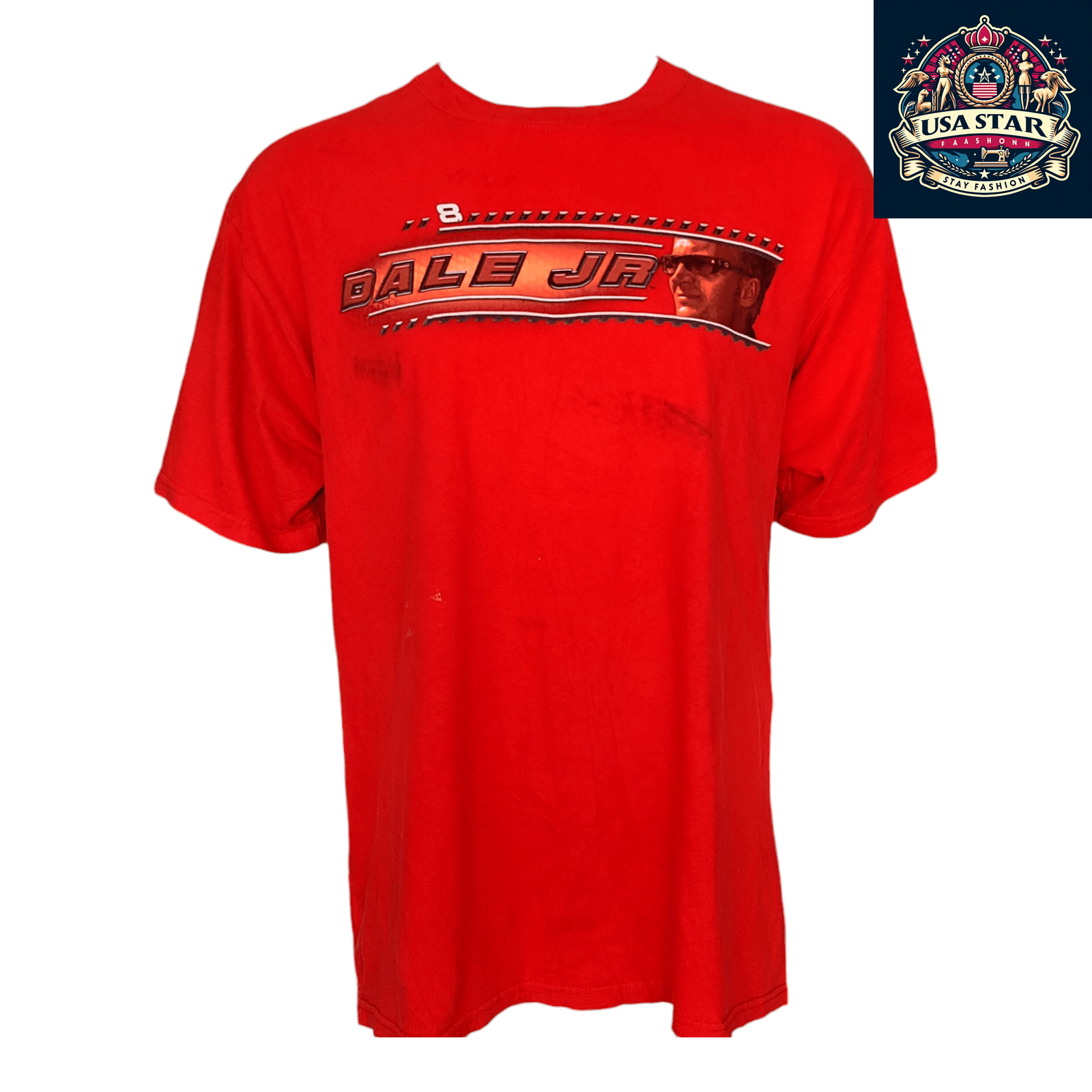 Vintage Dale Jr T-Shirt - Red XL Size - 100% Cotton - Unique Racing Fan Apparel - USASTARFASHION