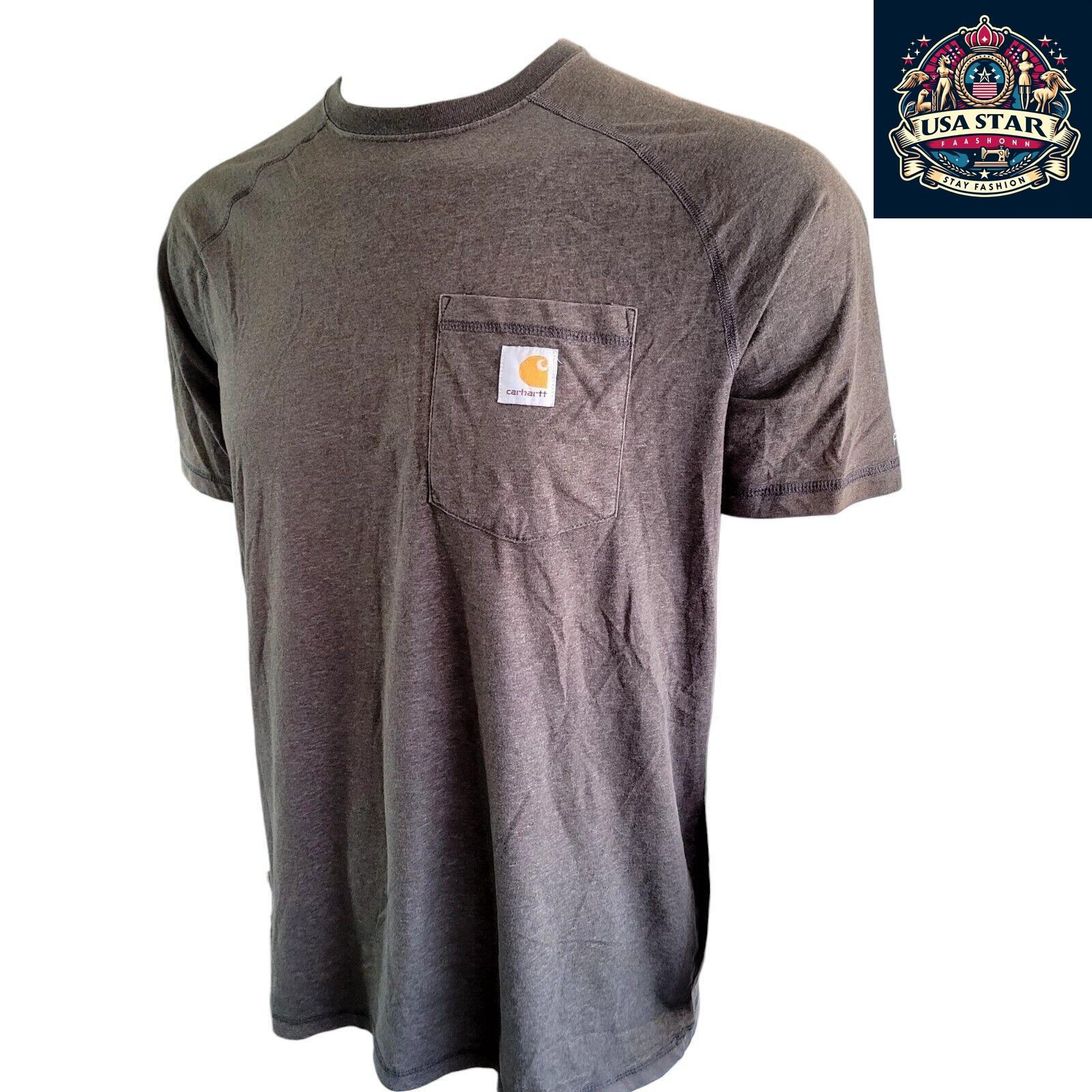 Carhartt Dark Gray T-Shirt, Relaxed Fit Men's Tee with Iconic Logo, Size Large for Comfort - USASTARFASHION