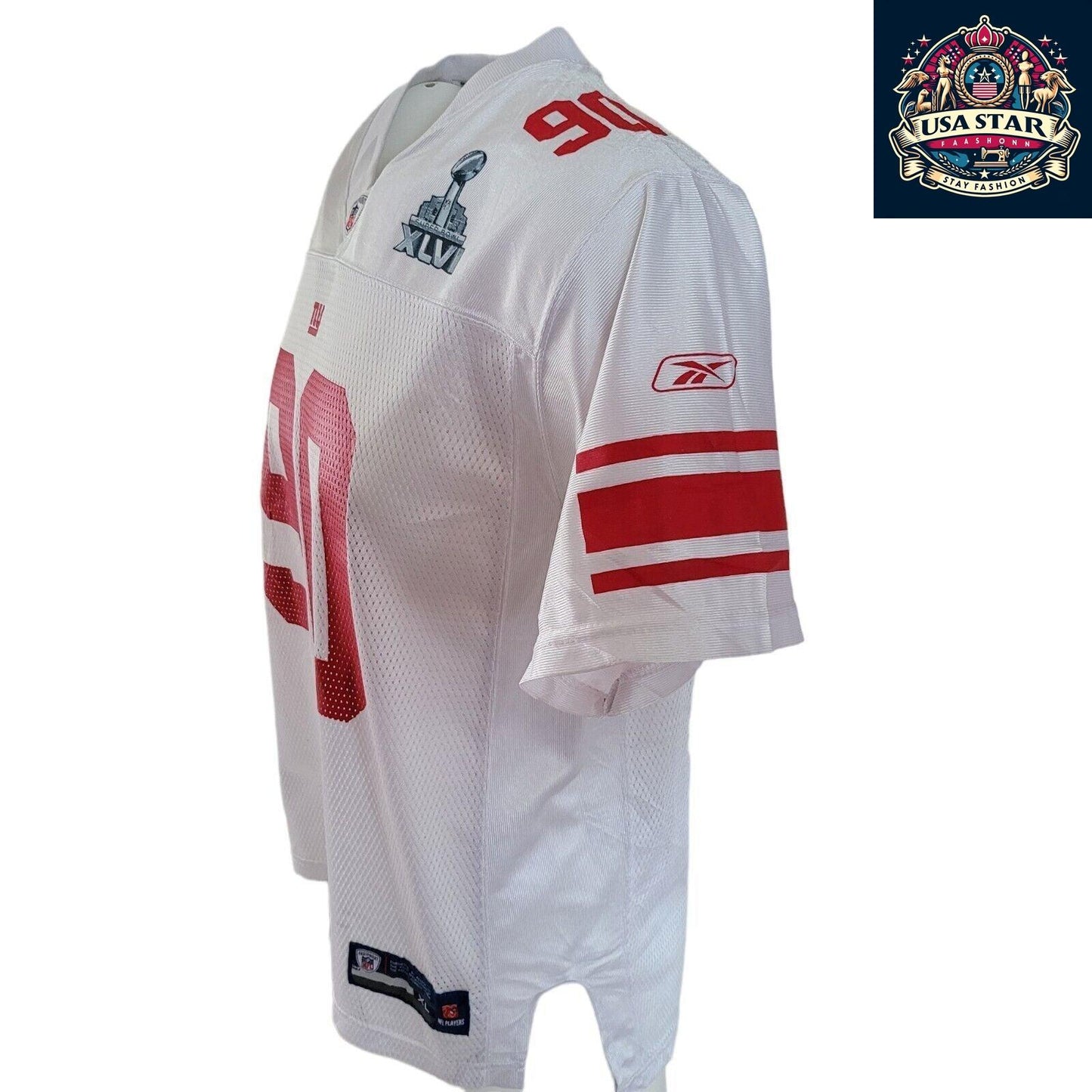 Reebok New York Giants Jersey Jason Pierre-Paul #90 Youth NFL Comfort Fit Authentic Design - USASTARFASHION