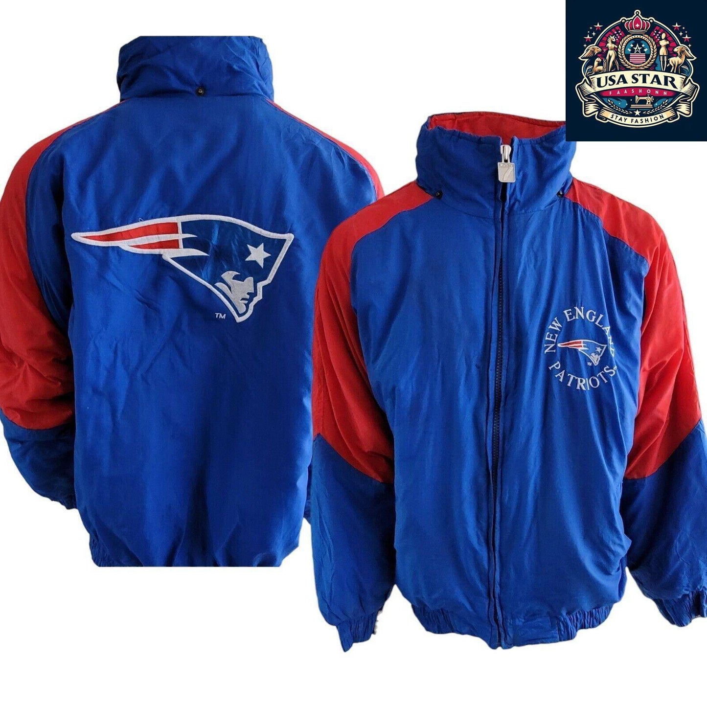 New England Patriots Jacket XL - Full-Zip Durable Nylon, Iconic Team Logo, Comfortable Fit - USASTARFASHION