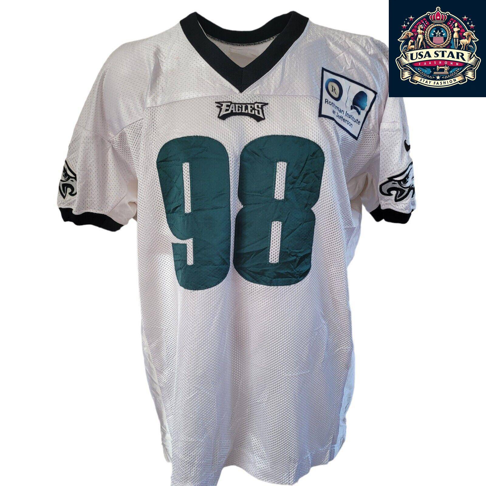 Elijah Qualls Jersey #98 Philadelphia Eagles Game-Issued White XXL - Authentic Memorabilia - USASTARFASHION