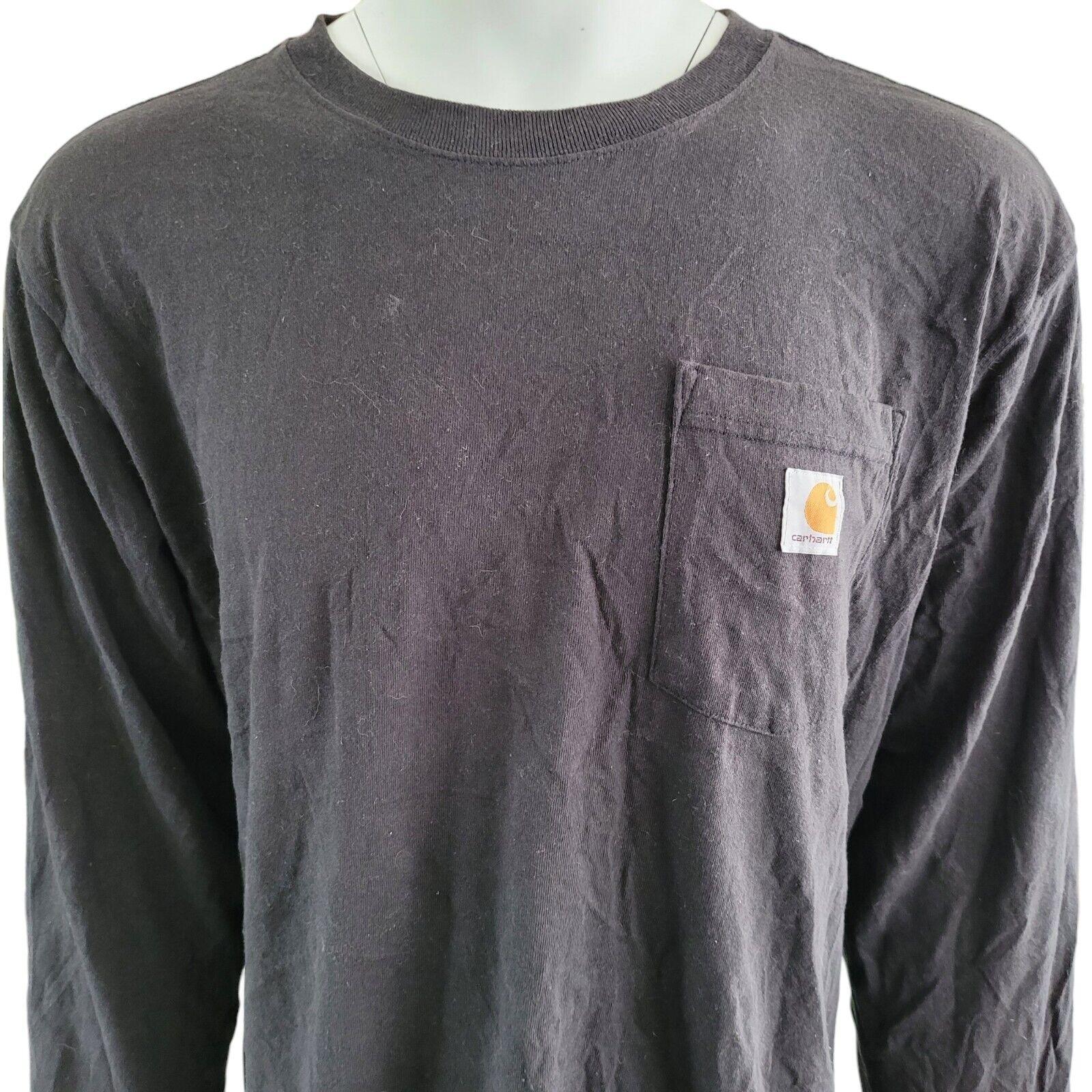 Carhartt Black Long Sleeve Shirt - 100% Cotton, Loose Fit, Size L for Men-USASTARFASHION