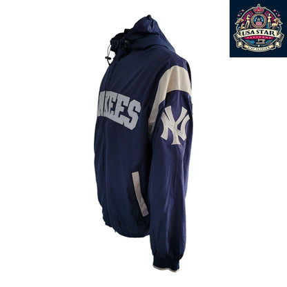 Vintage Yankees Jacket XL Men's Bomber by G-III Sports with Hood & Functional Pockets - USASTARFASHION