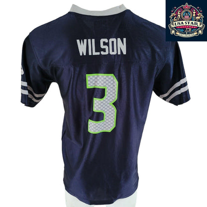 Seattle Seahawks Jersey #3 Russell Wilson Youth XXL (18-20) & Adult S - Official NFL Apparel - USASTARFASHION