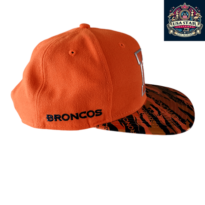 Denver Broncos Snapback Hat 9Fifty Adjustable Flat Brim Cap in Vibrant Orange for Fans - USASTARFASHION