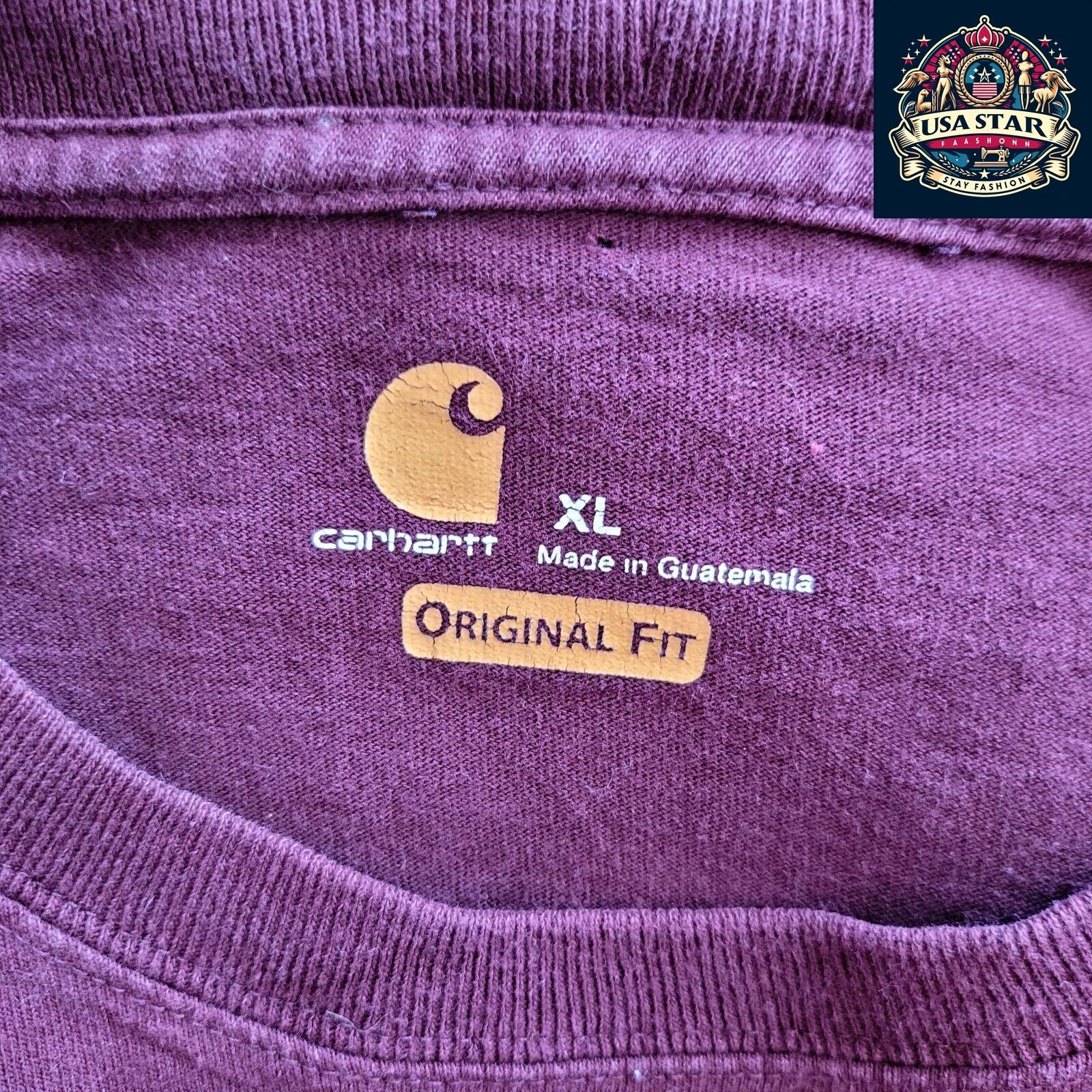 Carhartt Long Sleeve T-Shirt in Maroon | Original Fit | 100% Cotton | Size XL, Durable Comfort - USASTARFASHION