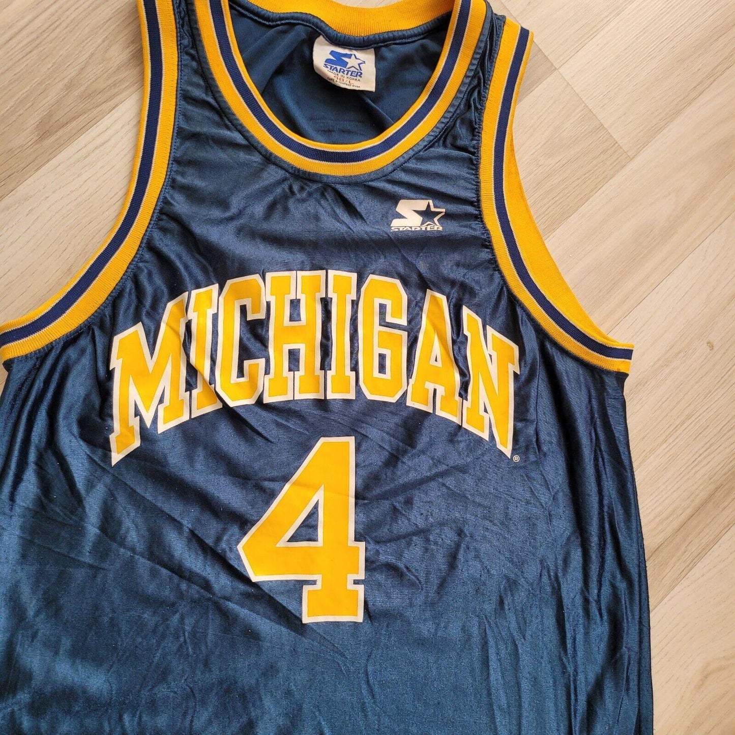 Michigan Chris Webber Starter #4 Vintage Basketball Jersey Size 48 Large-USASTARFASHION