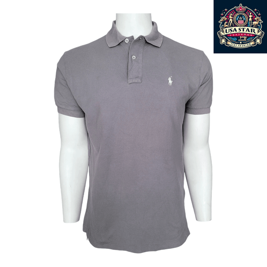 Ralph Lauren Polo Shirt, Size M, 100% Cotton, Classic Fit, Gray - Timeless Style & Comfort - USASTARFASHION