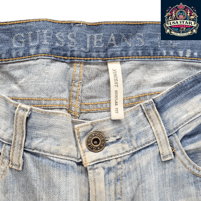 Guess Men's Distressed Denim Jorts W36 in Light Blue Wash - Stylish and Versatile Casual Shorts - USASTARFASHION