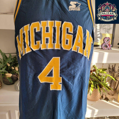 Vintage Michigan Wolverines Jersey Starter #4 Chris Webber Size 48 Large Pre-Owned Classic - USASTARFASHION