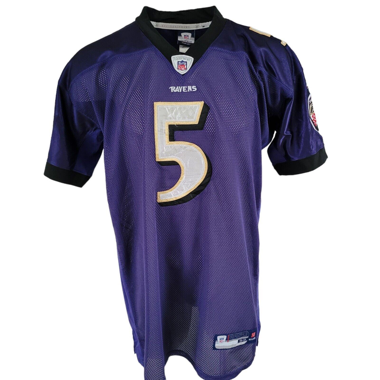 Reebok Baltimore Ravens #5 Flacco Jersey T Shirt - Purple Size 56 Men's-USASTARFASHION