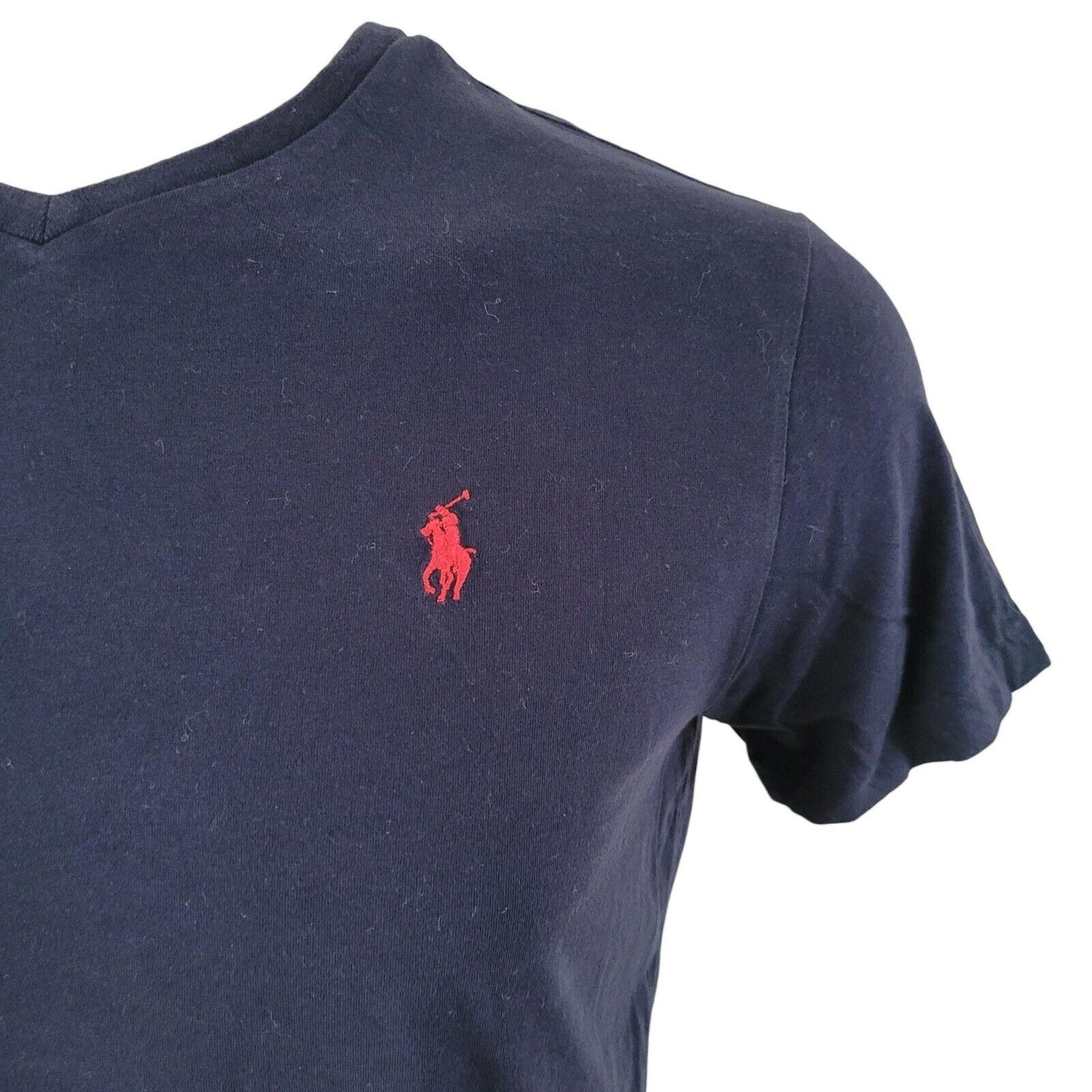 Polo Ralph Lauren V-Neck T-Shirt Navy Blue 100% Cotton S - Unisex Classic Style-USASTARFASHION