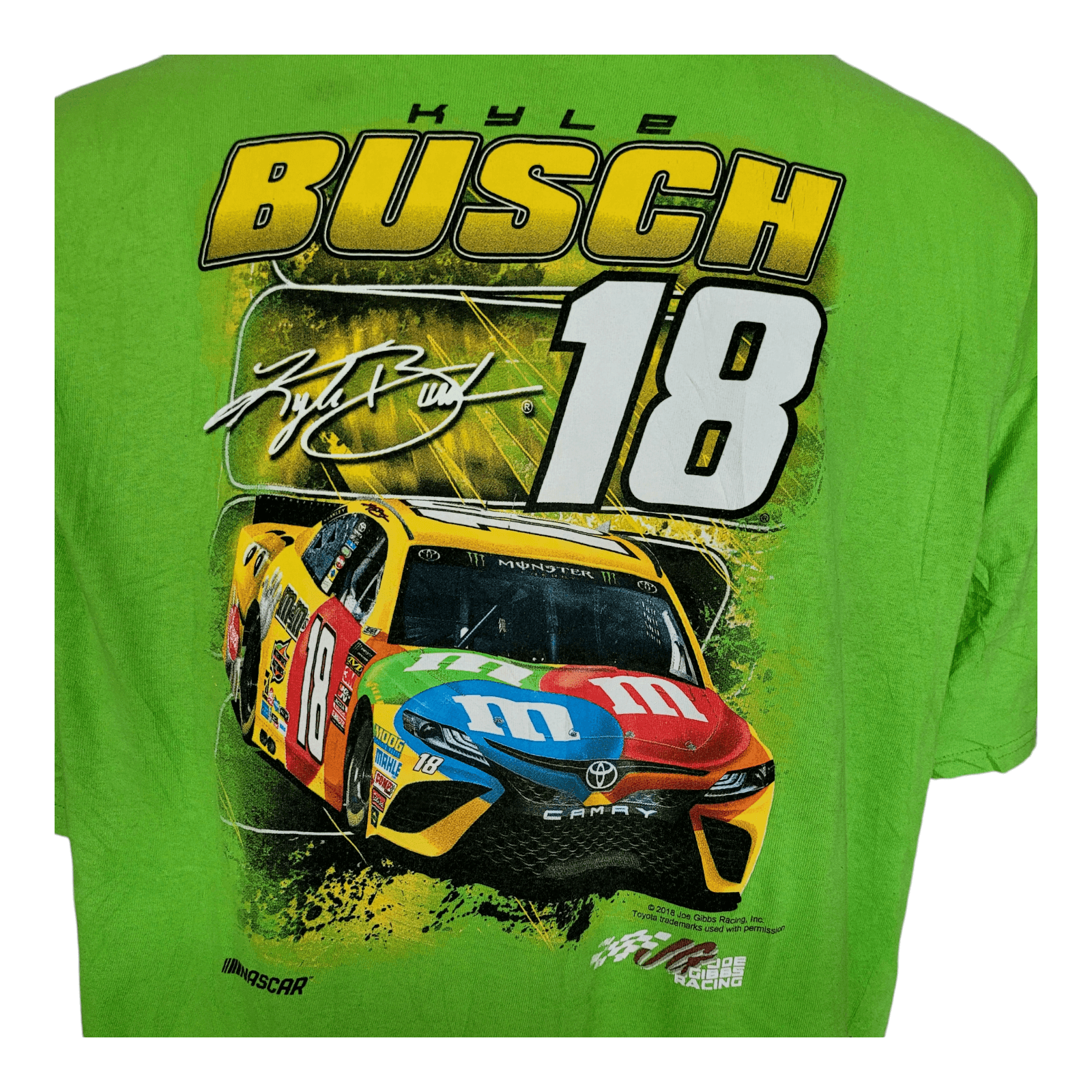 Kyle Busch #18 M&M's NASCAR Racing T-Shirt 3XL Green Joe Gibbs Racing Vintage