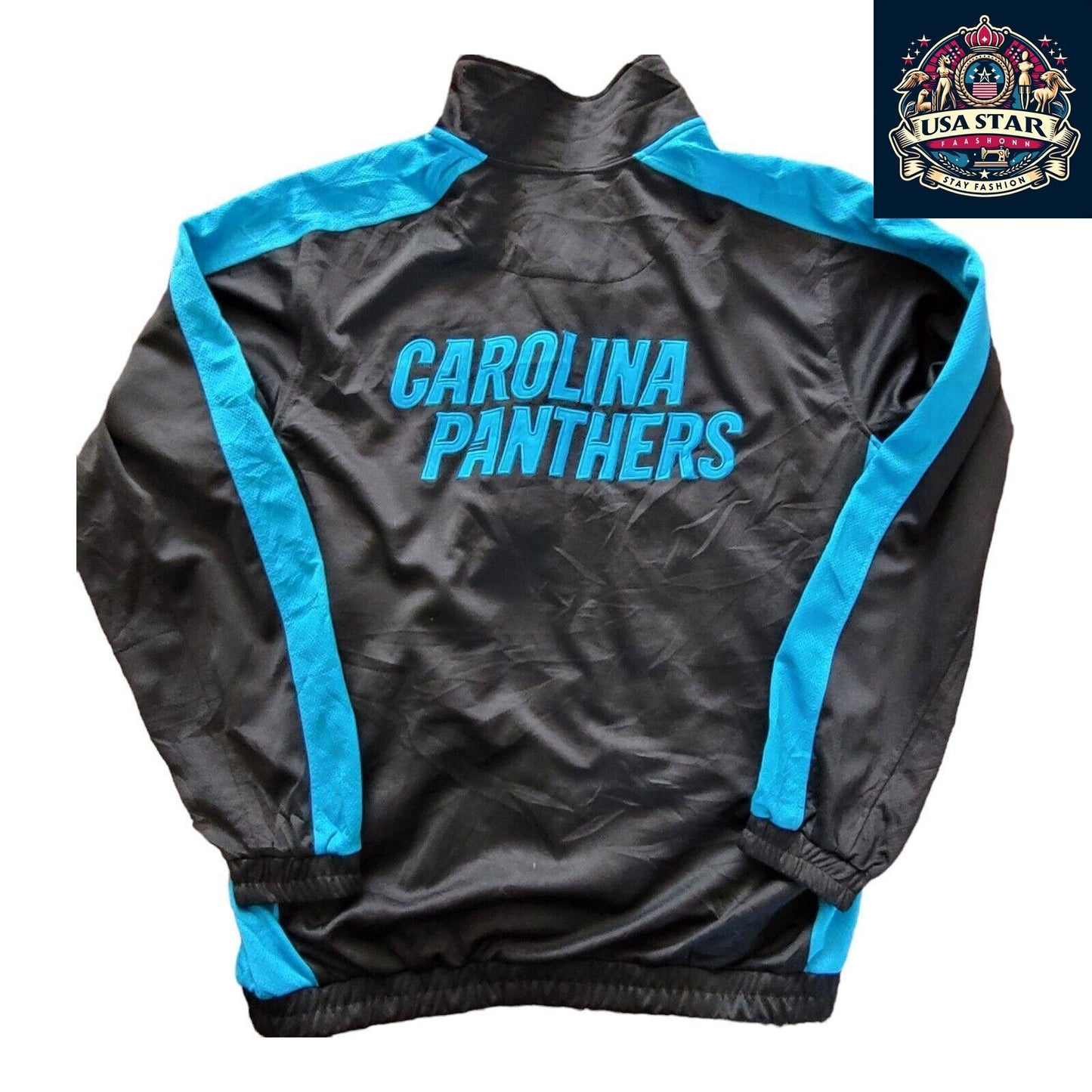 GIII Carolina Panthers Track Jacket Size L - Stylish, Comfortable, Iconic Team Colors - USASTARFASHION