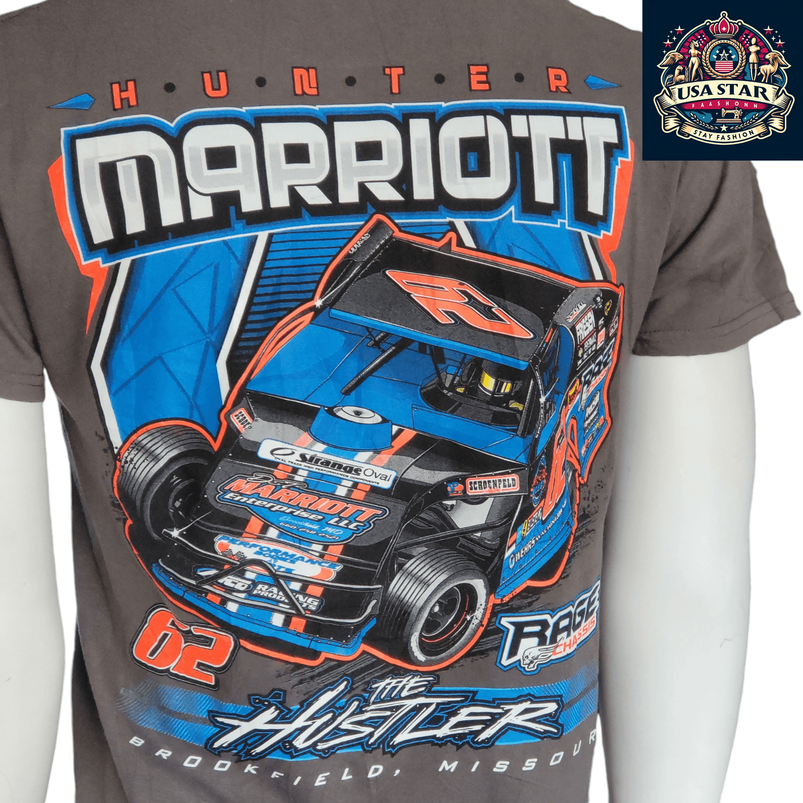 Hunter Marriott Racing T-Shirt For Men | Gildan 100% Cotton | Medium Size | Graphic Design - USASTARFASHION