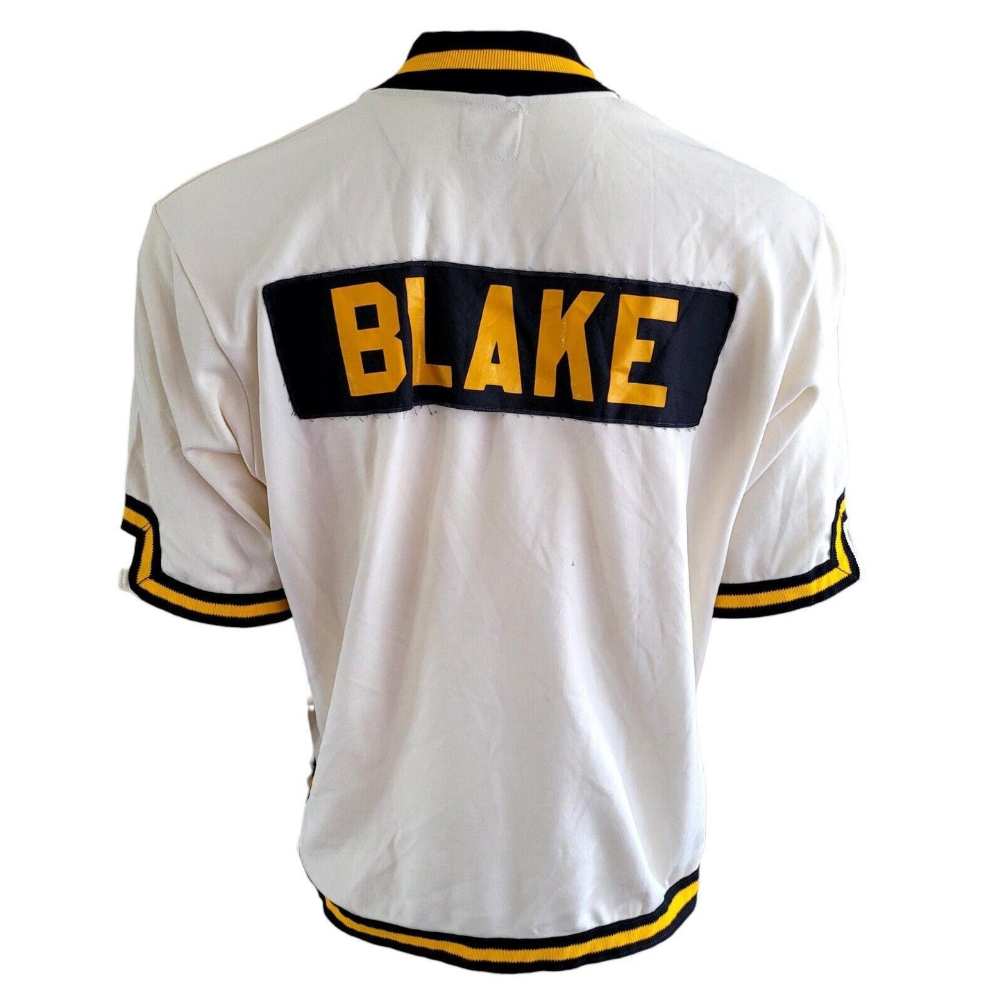 Vintage Champion BLAKE Varsity Jacket - Men's Large, Cream & Black-Yellow, Mt. Hebron Basketball-USASTARFASHION