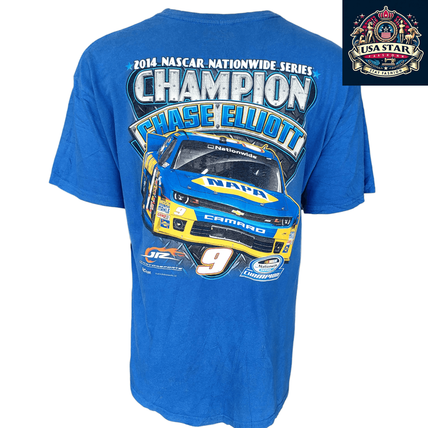 Chase Authentics NASCAR Chase Elliott T-Shirt XL Black Cotton 2014 Nationwide Champion Apparel - USASTARFASHION