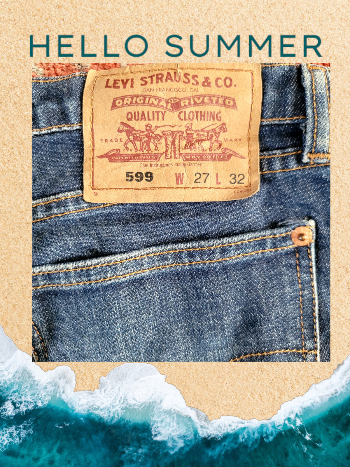 Levi's 599 Bell Bottom Denim Shorts W27 Blue Jeans-USASTARFASHION